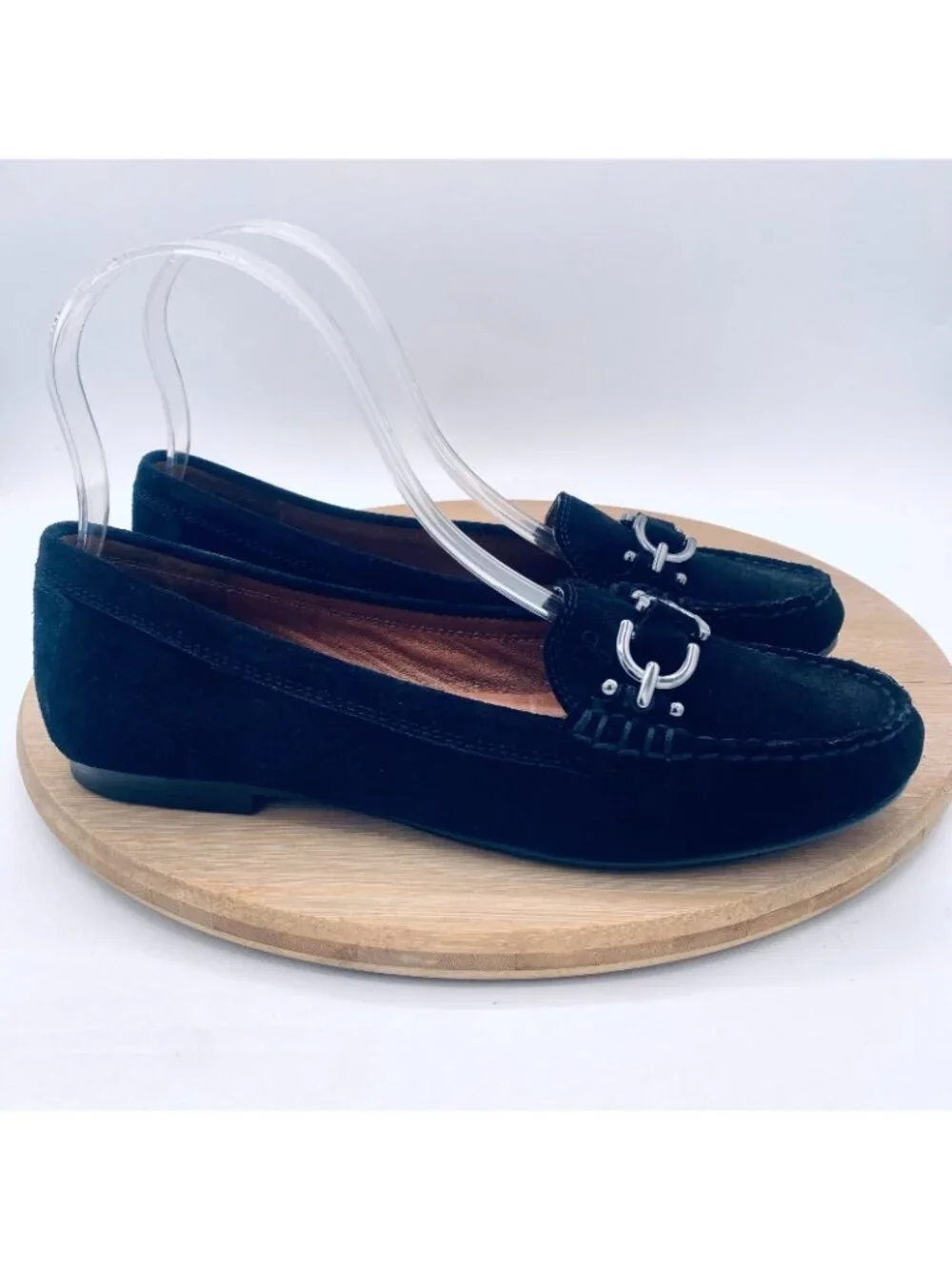 Donald Pliner Shoes Womens 9 N Black Suede Slip On Driving Loafers Horsebit